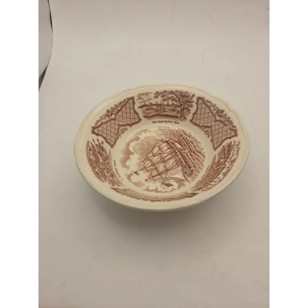 Vintage Alfred Meakin Fair Winds Brown Transferware Fruit Bowl – 5.25″  Stafford